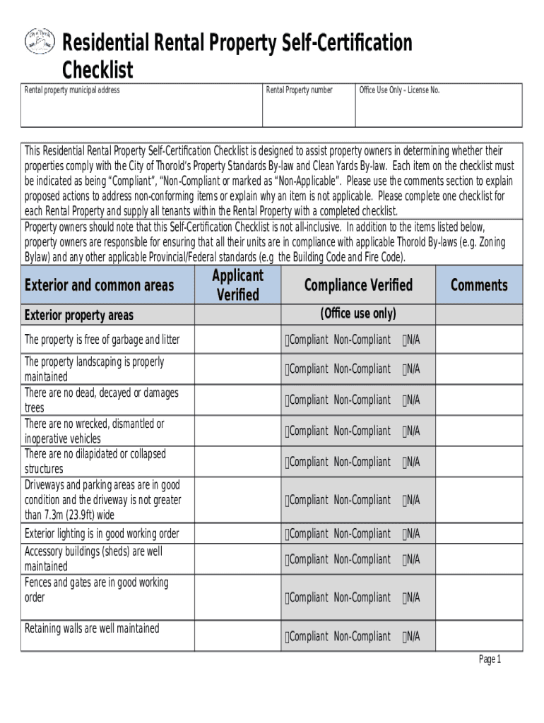 rental housing inspection selfcertification program Doc Template pdfFiller