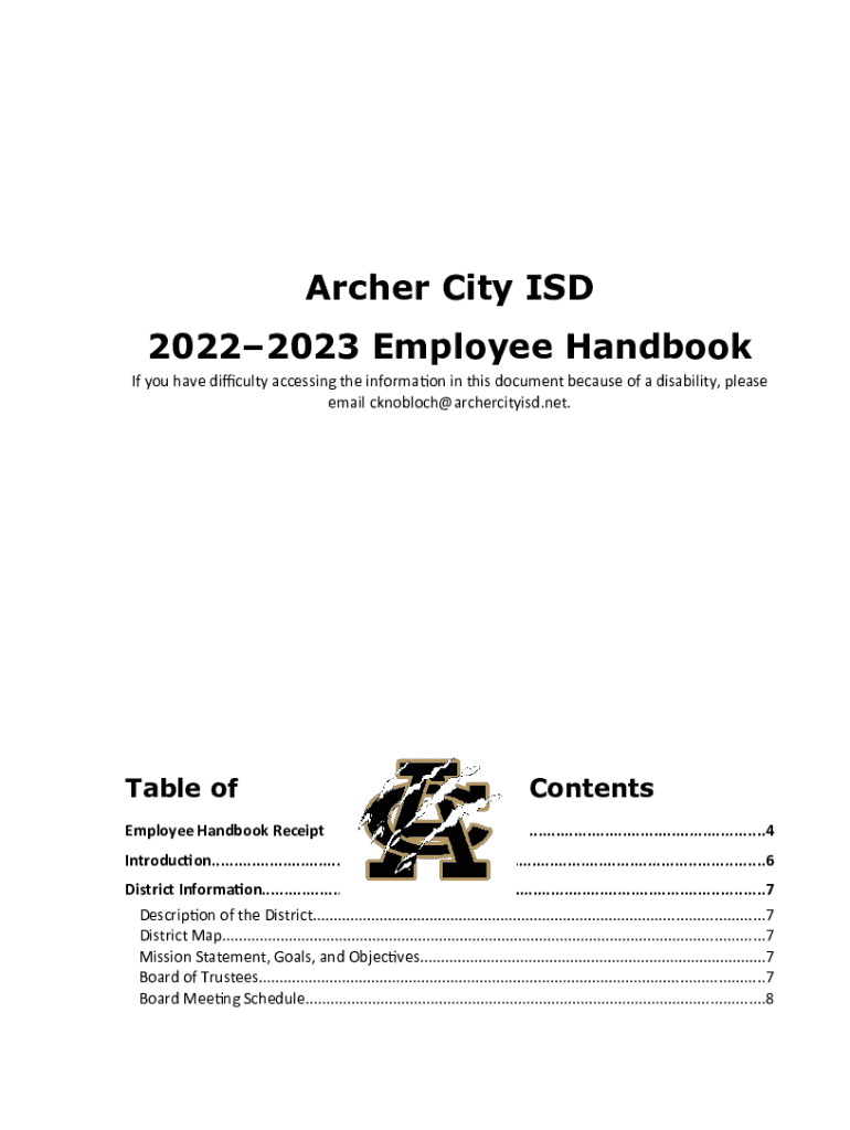 Accessibility Info Archer City ISD Doc Template pdfFiller