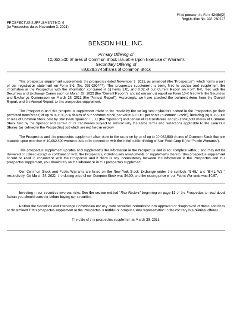 Benson Hill, Inc. ( Doc Template pdfFiller