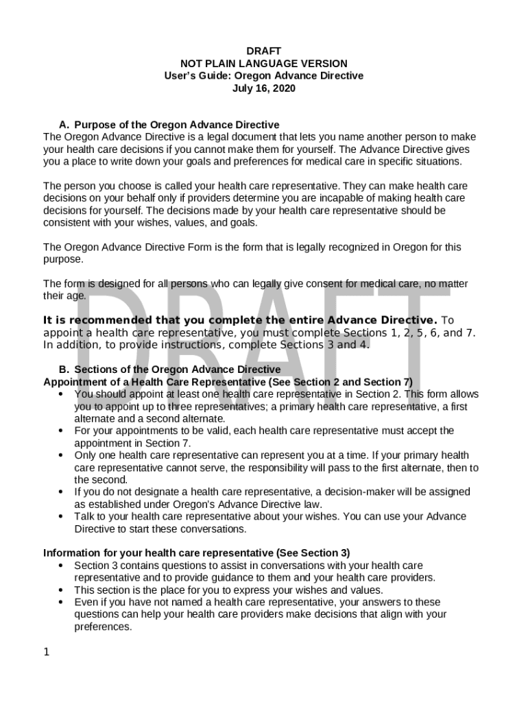 Advance Directives (Living Wills) Oregon State Bar Doc Template