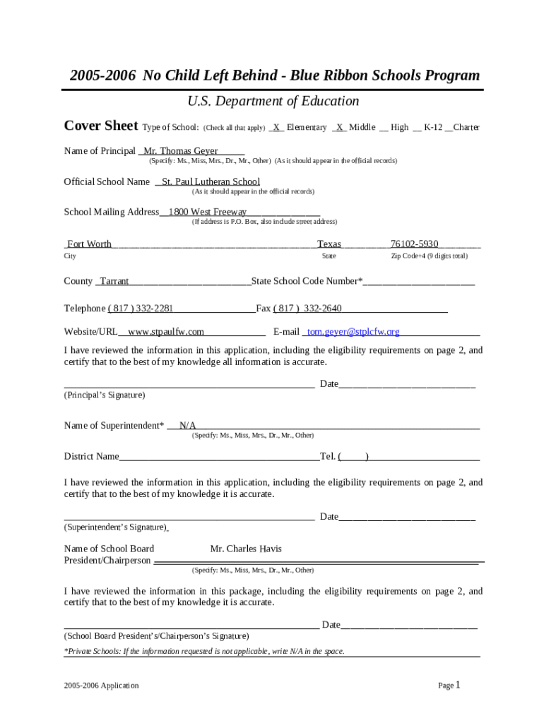 Blue Ribbon Schools Program U.S. Department of Education www2 ed Doc