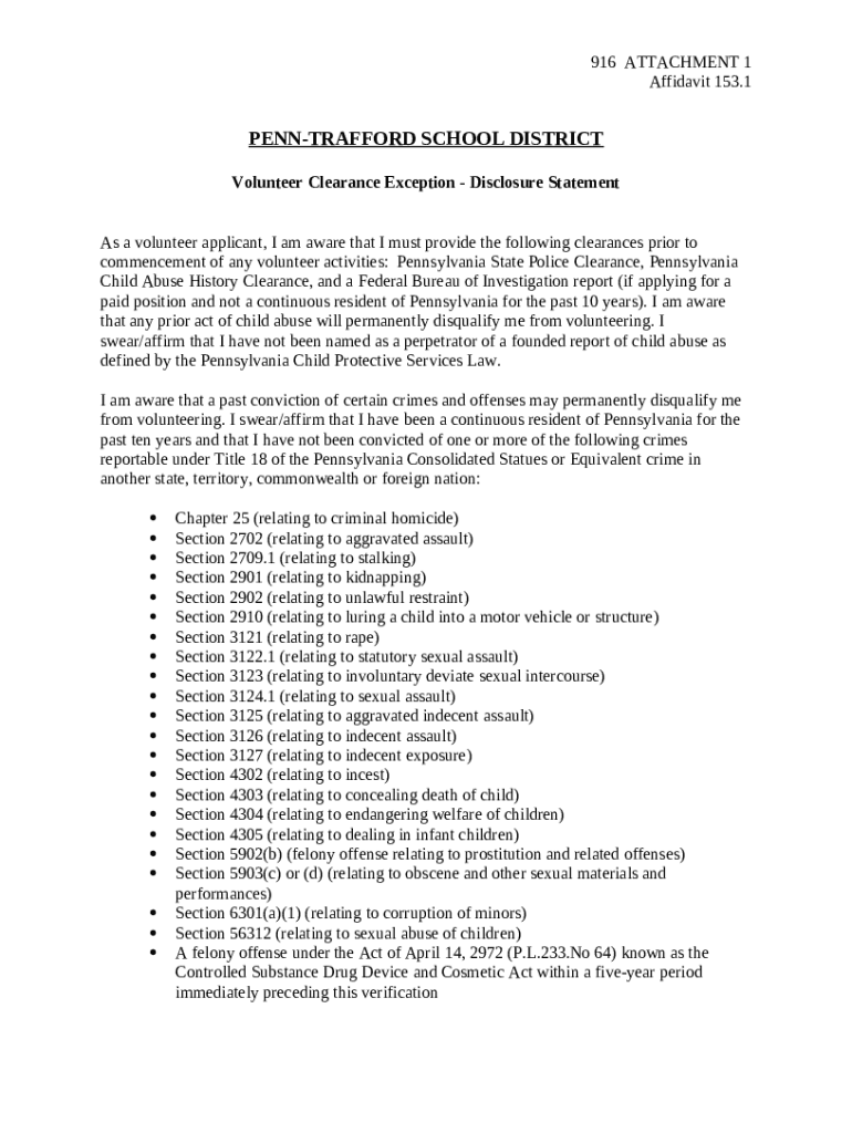 Disclosure Statement PennTrafford High School Drama Guild Doc