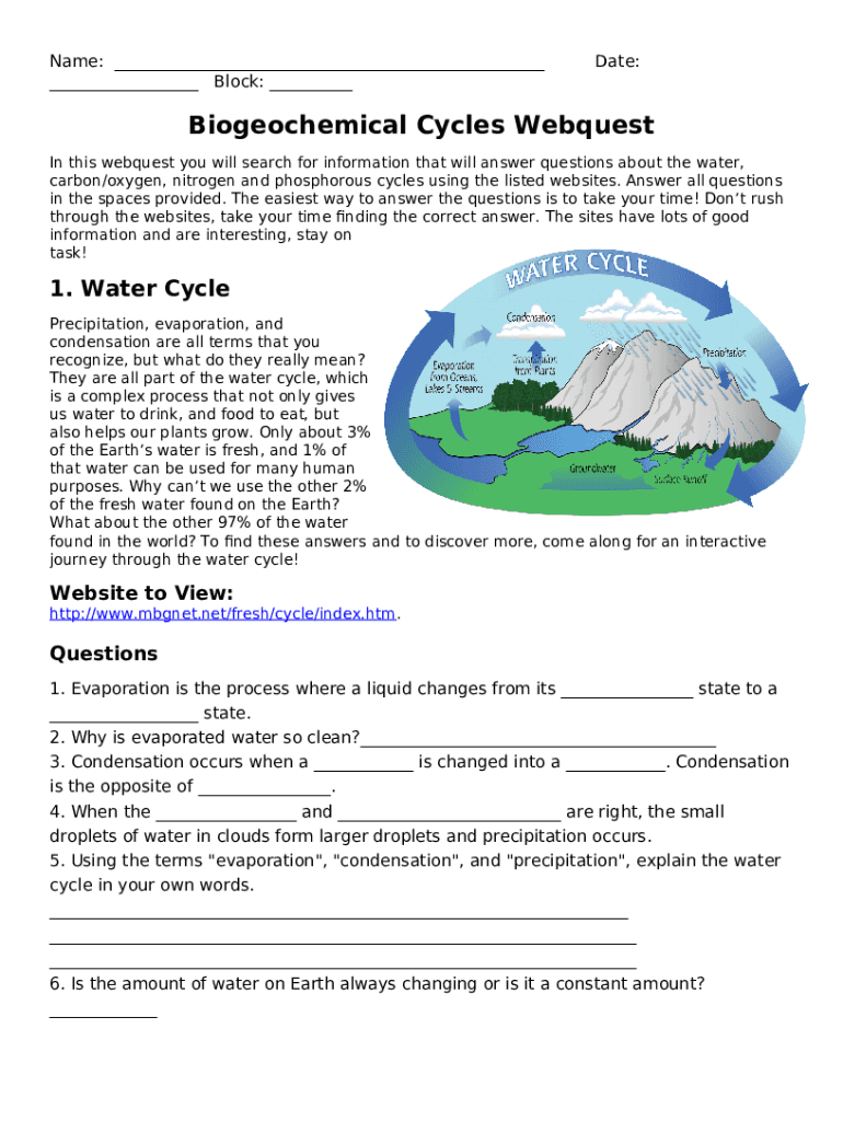 Biogeochemical webquest answer key - Name: Date - Studocu Doc Template