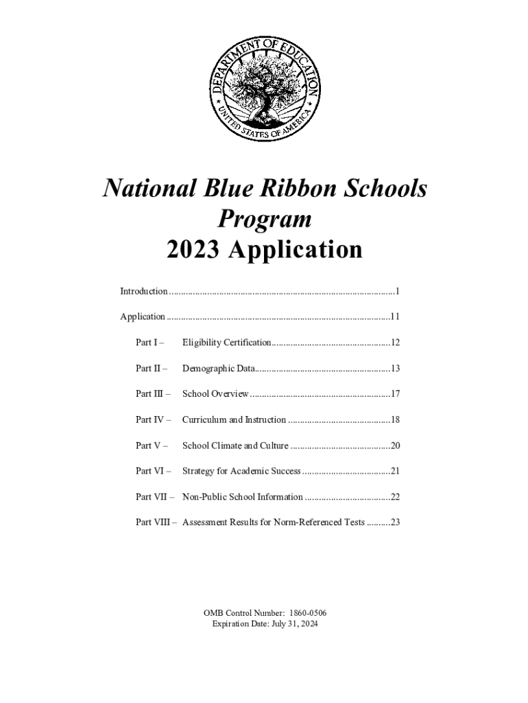 Fillable Online National Blue Ribbon Schools Application 2023 Fax Email