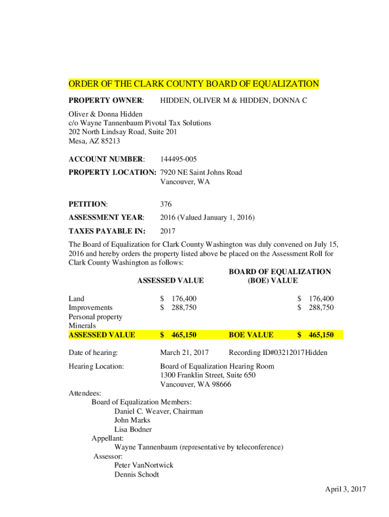 Fillable Online clark wa Property Tax Information Lewis and Clark