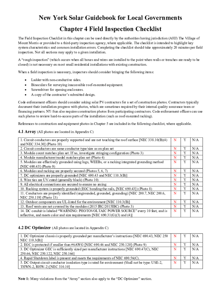 Fillable Online FORMUNIFIED SOLAR FIELD INSPECTION CHECKLIST Fax Email