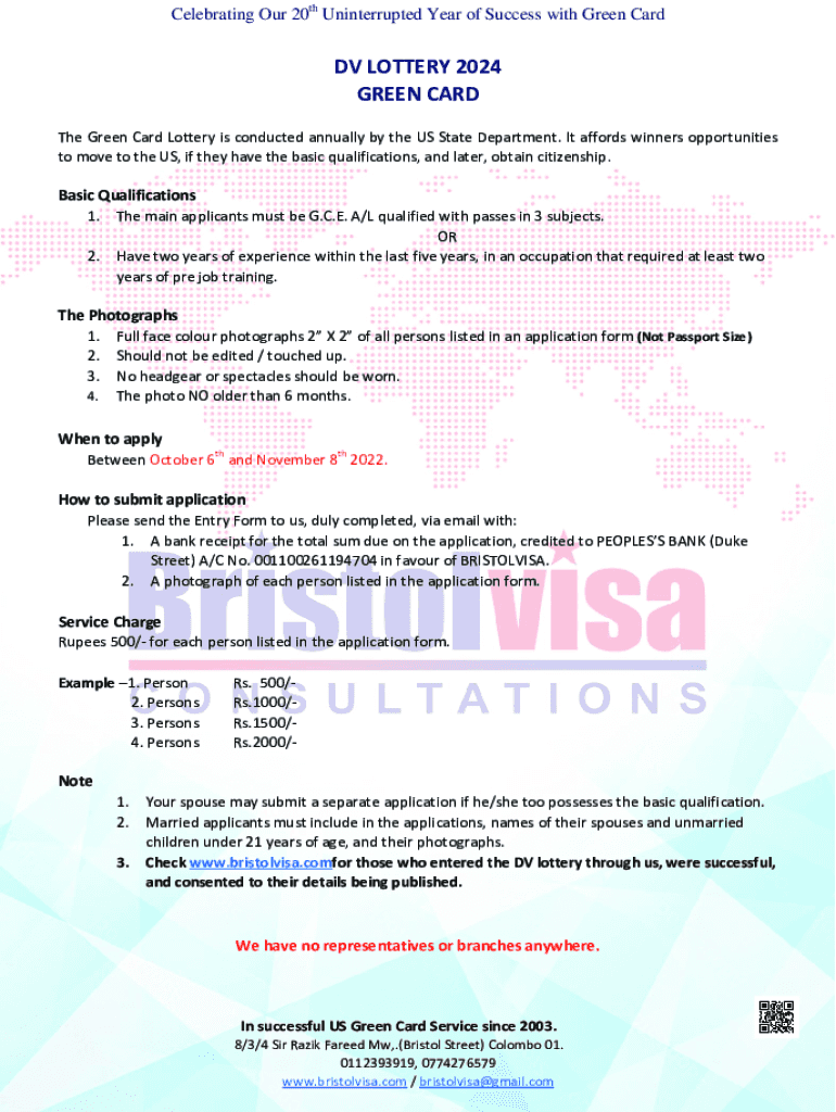 Fillable Online Green Card Through the Diversity Immigrant Visa Program