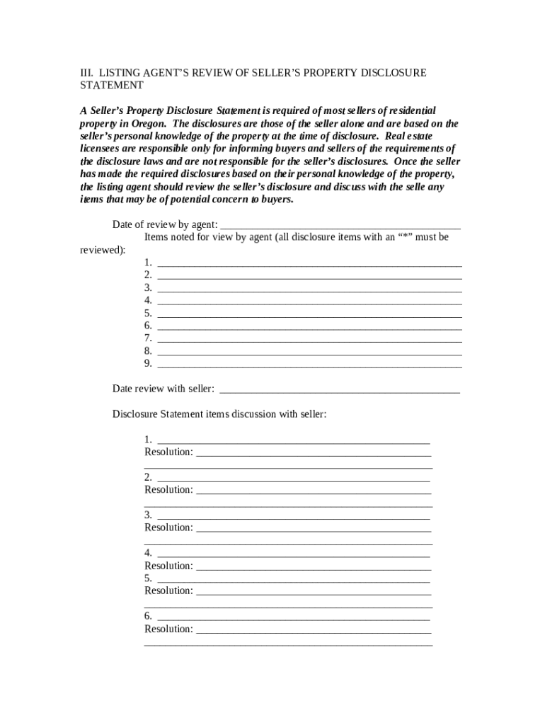 Tips For Reading Oregon's Seller Property Disclosure Doc Template