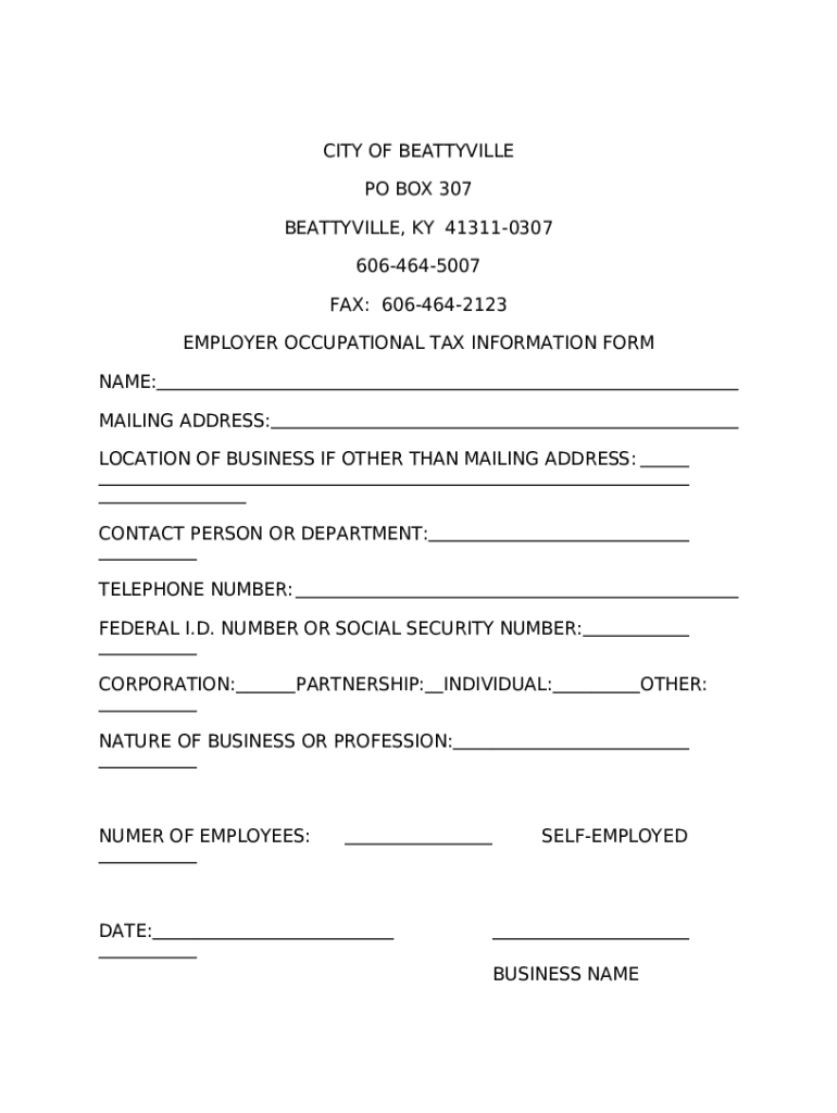 City Tax Occupational Tax Ination s Doc Template pdfFiller