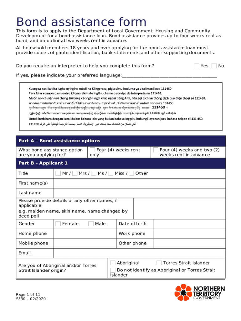 Bond Loan and Rental Grant Application nt gov Doc Template pdfFiller