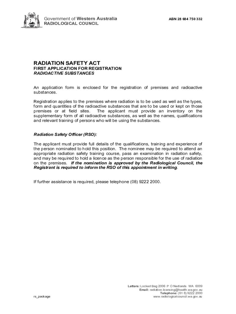 Fillable Online How is radiation safety regulated in Western Australia