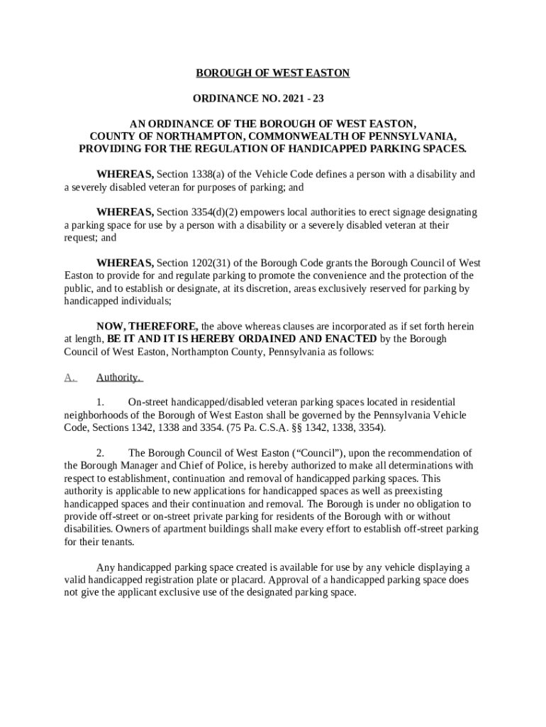 City of Easton, PA Zoning Uses, Districts and Regulations Doc Template