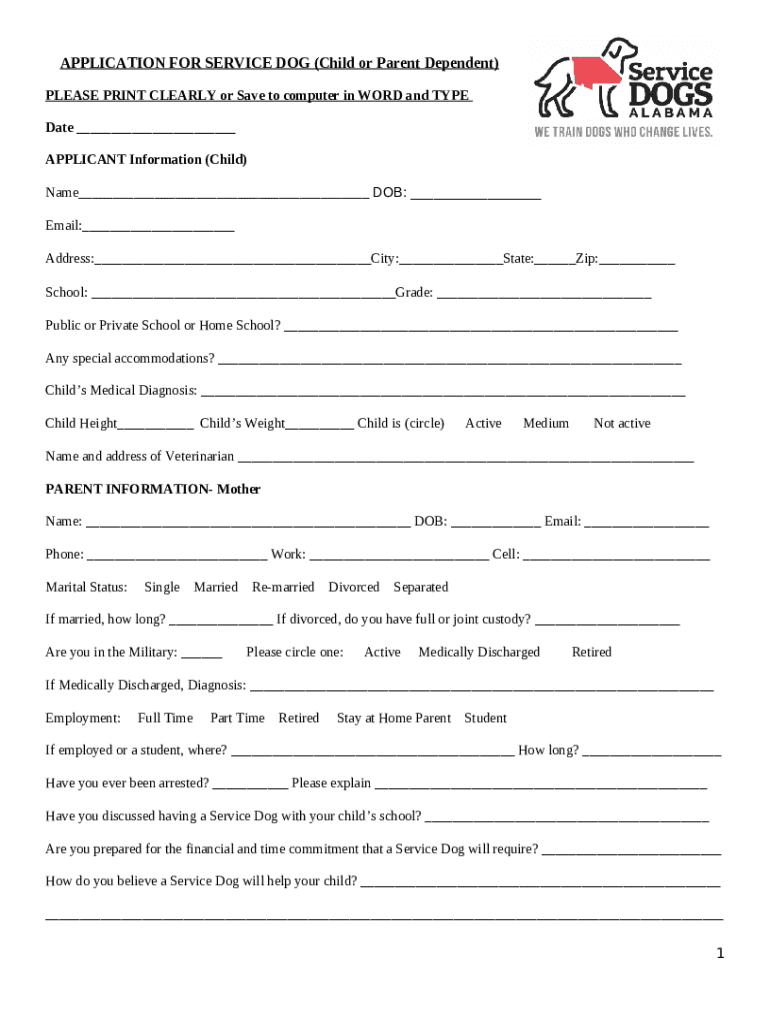 Service Dog Application Process for Veterans Part I Doc Template