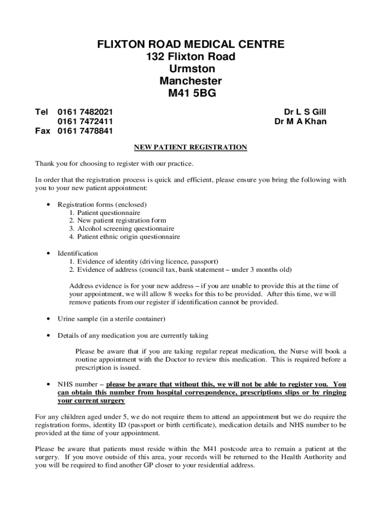 Fillable Online Flixton Road Medical Centre Care Quality Commission