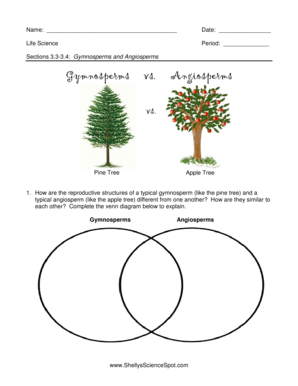Fillable Online ComparingGymnosperms&Angiosperms Fax Email Print