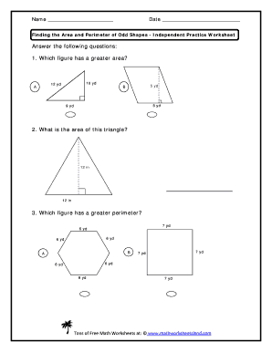 Finding The Area And Perimeter Of Odd Shapes - Independent Practice