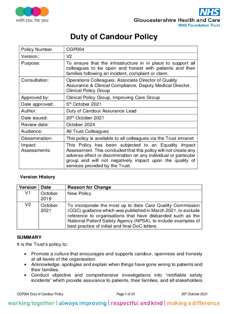 Fillable Online Duties of Candour in Healthcare The Truth, the Whole