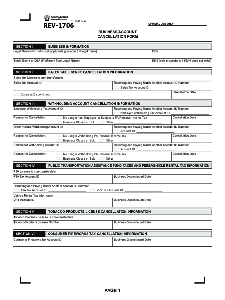 20222025 Form PA DoR REV1706 Fill Online, Printable, Fillable, Blank pdfFiller