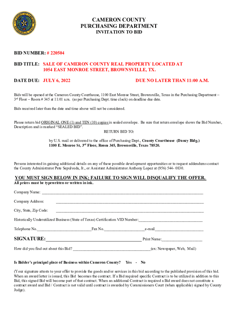 Fillable Online CAMERON COUNTY PRECINCT 4 Fax Email Print pdfFiller