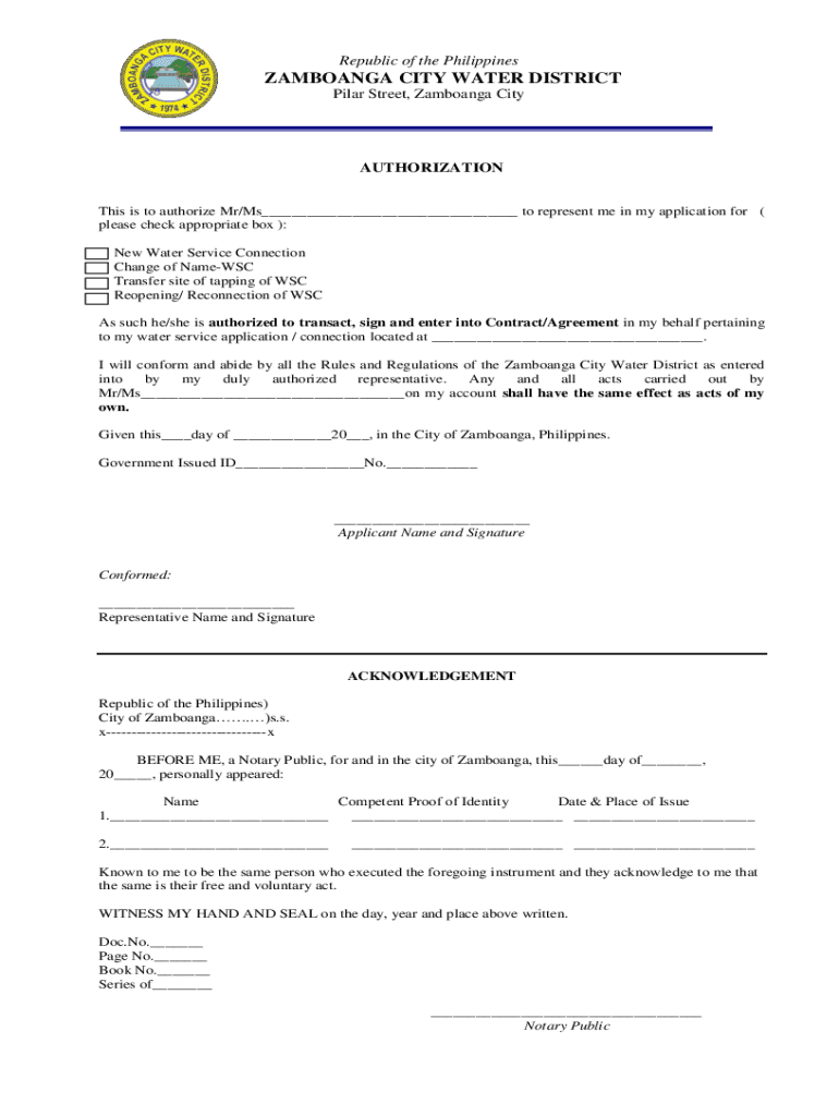 Fillable Online zcwd gov ZCWD WATER BILL INQUIRY... Zamboanga City