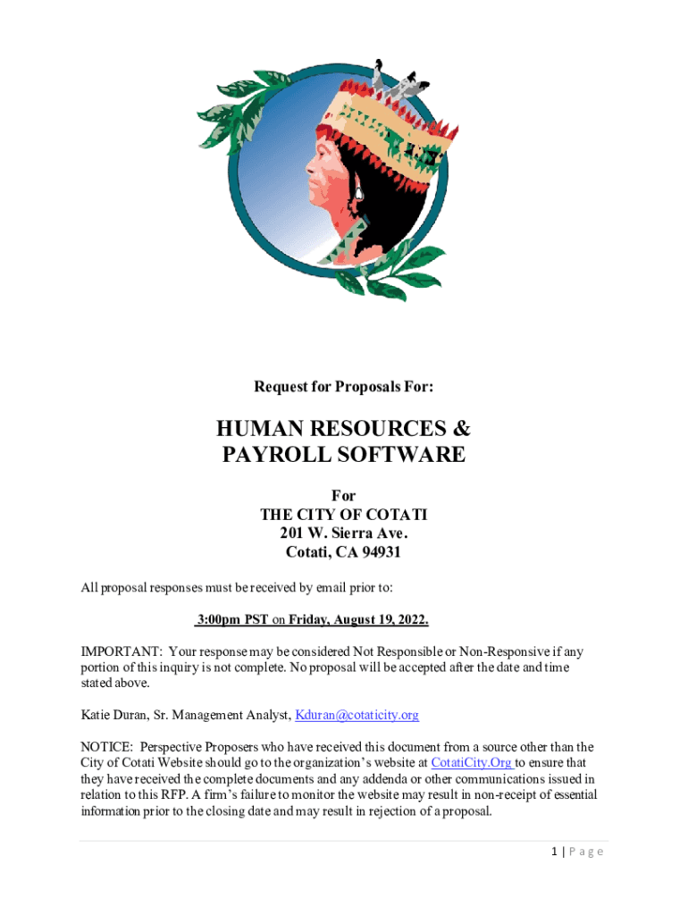 Fillable Online Produce a request for proposal (RFP) Human Resources
