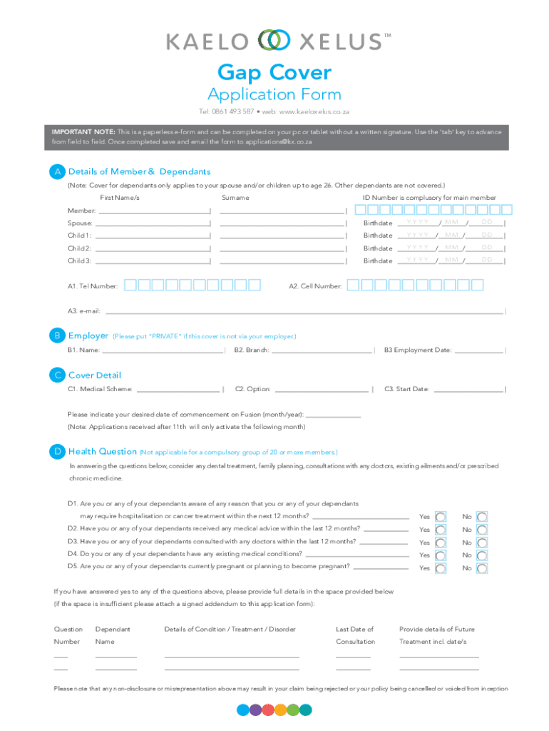Fillable Online Kaelo Gap Claim Form Fax Email Print pdfFiller