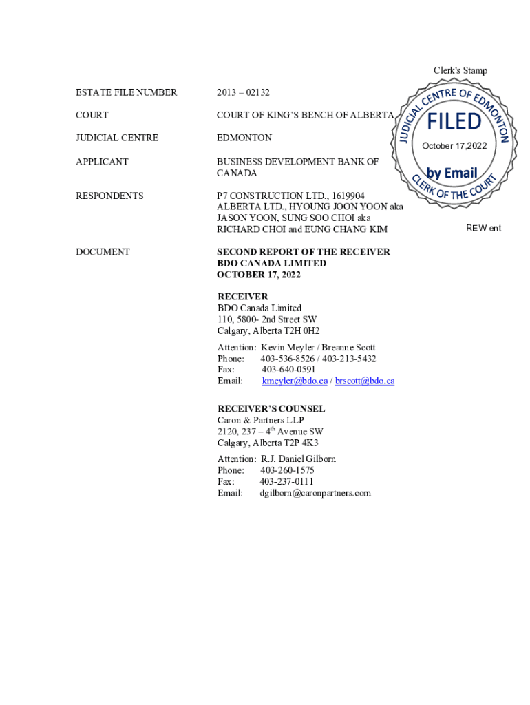Fillable Online COURT FILE NUMBER 210302132 COURT COURT OF Fax