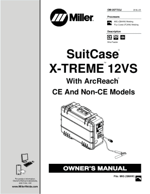 Fillable Online MILLER SUITCASE X-TREME 12VS OWNER'S MANUAL Pdf Fax