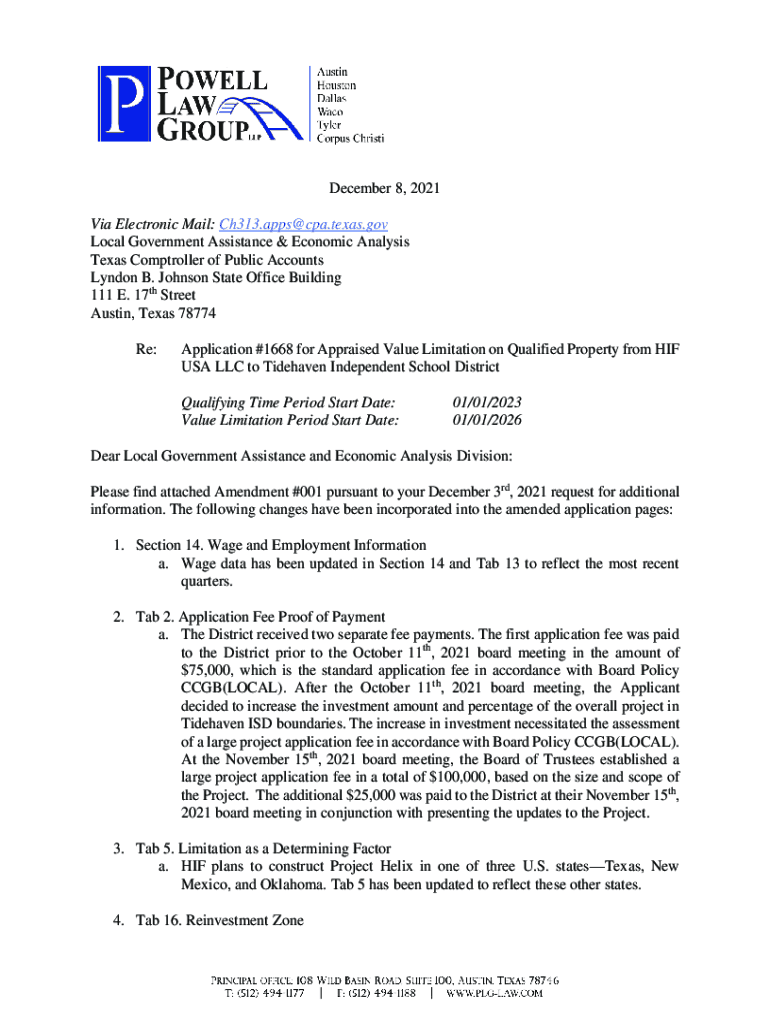 Fillable Online Application 1668 for Appraised Value Limitation on