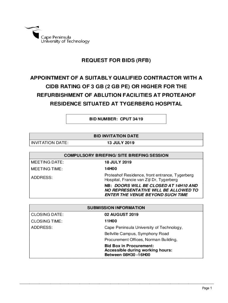 Fillable Online Tender bulletin 2641 Western Cape Government Fax