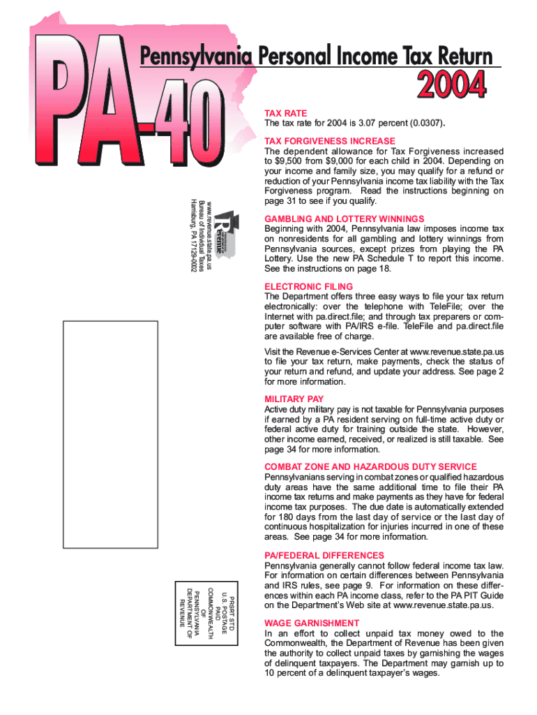 Fillable Online Personal Tax PA Department of Revenue Fax