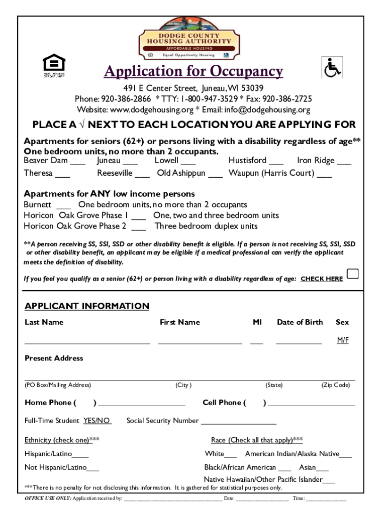 Fillable Online Juneau Senior Apartments Dodge County Housing