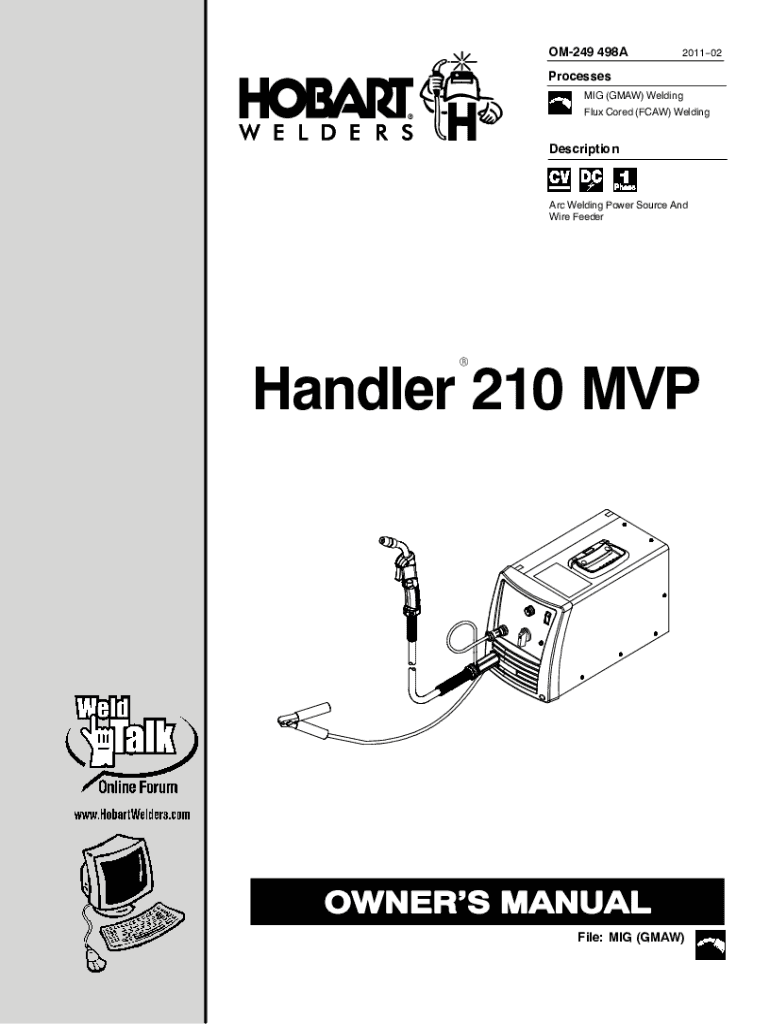 Fillable Online Hobart Handler 210 MVP MIG Welder Review - Weld Guru