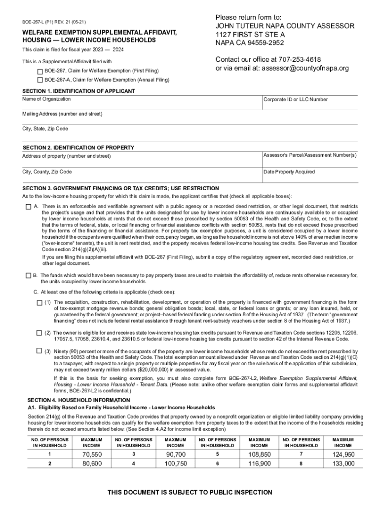 Fillable Online napa County Cal Assessor eForms Fax Email Print