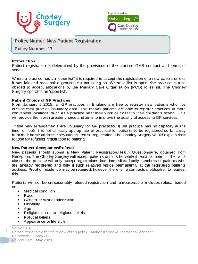 Standard General Medical Services Contract NHS England Doc Template