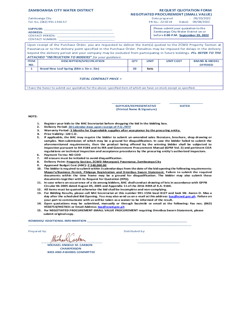 Fillable Online zcwd gov 220218.pdf Zamboanga City Water District