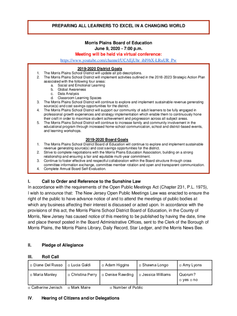 Fillable Online Morris Plains Borough School Morris Plains School District Fax Email Print