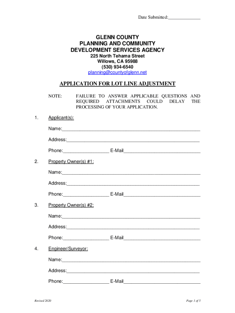 Fillable Online A Lot Line Adjustment may be approved only as provided in Section 66412(d) of