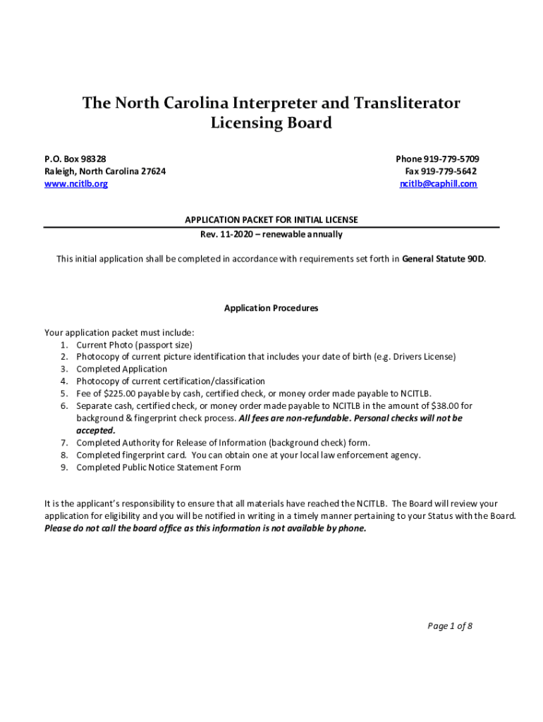 Fillable Online The North Carolina Interpreter and Transliterator