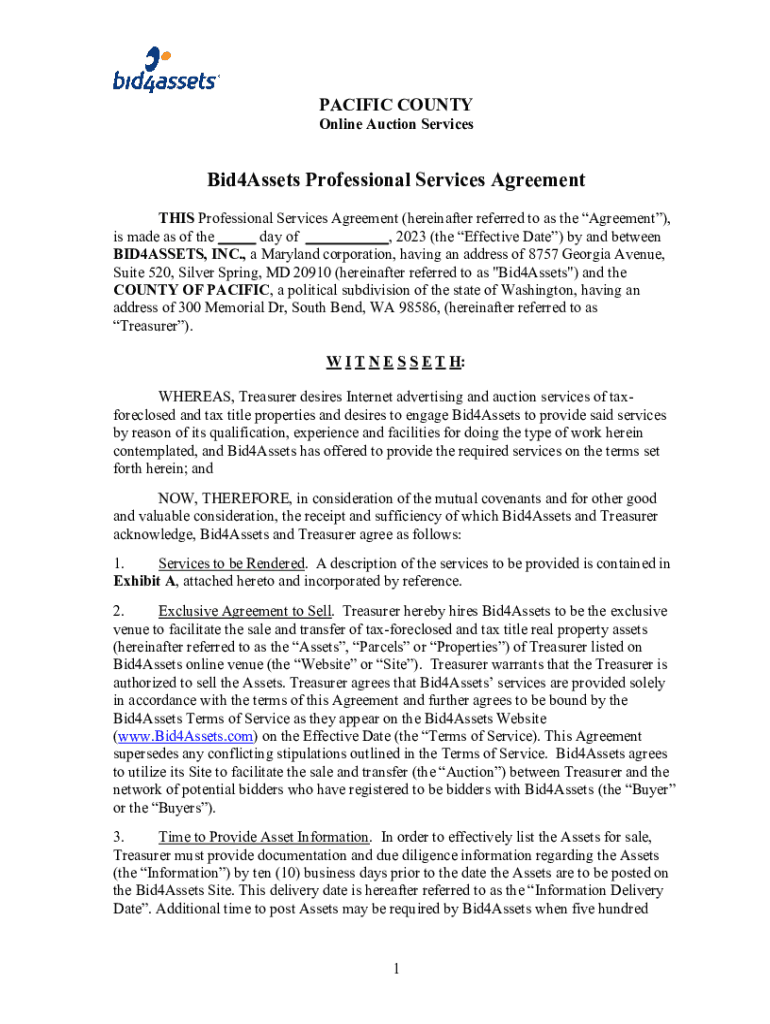 Fillable Online city of pacific professional services agreement