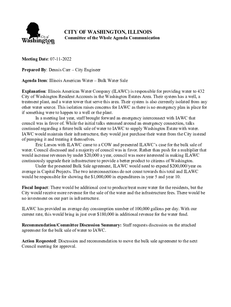 Fillable Online City Engineer City of Washington, Illinois Fax Email