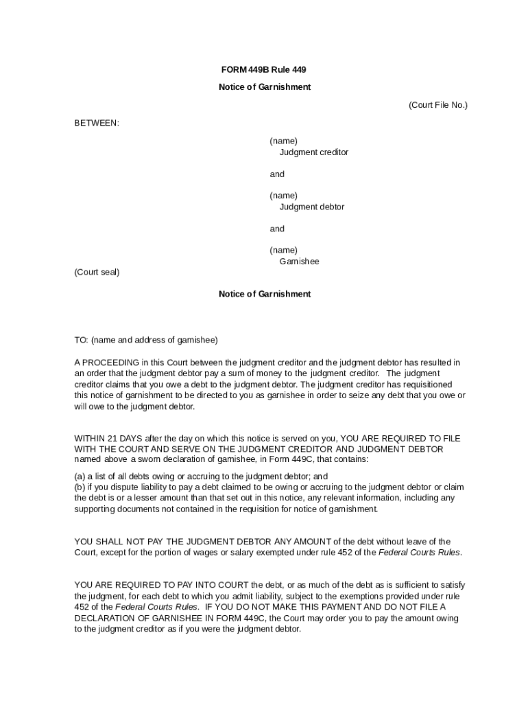 AFFIDAVIT AND ORDER AND NOTICE OF GARNISHMENT Doc Template pdfFiller