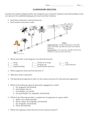 Fillable Online Cladogram worksheet Fax Email Print - pdfFiller