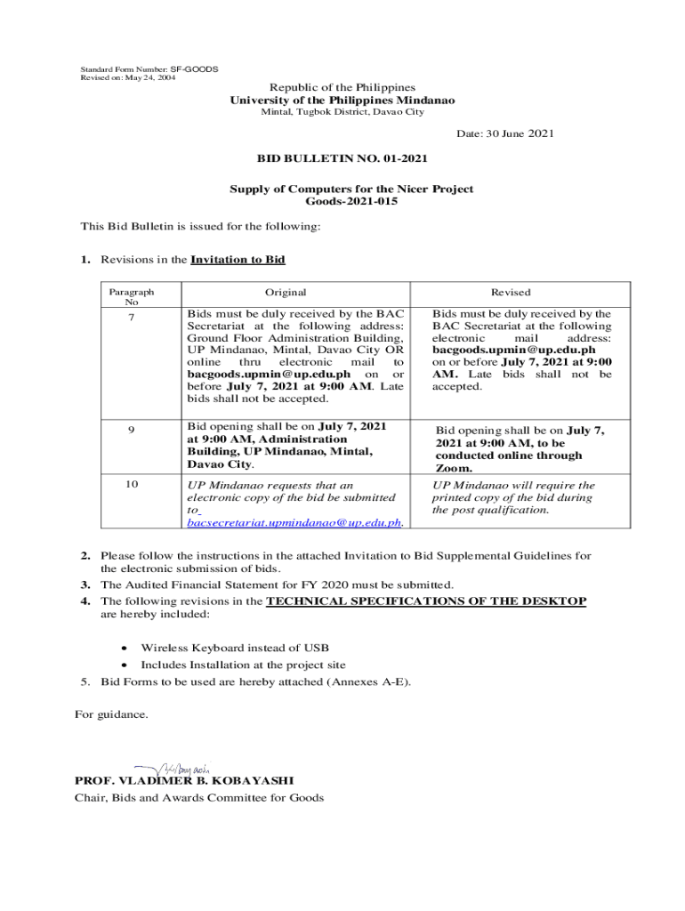 Fillable Online Standard Form Number SFGOOD60 UP Mindanao Fax