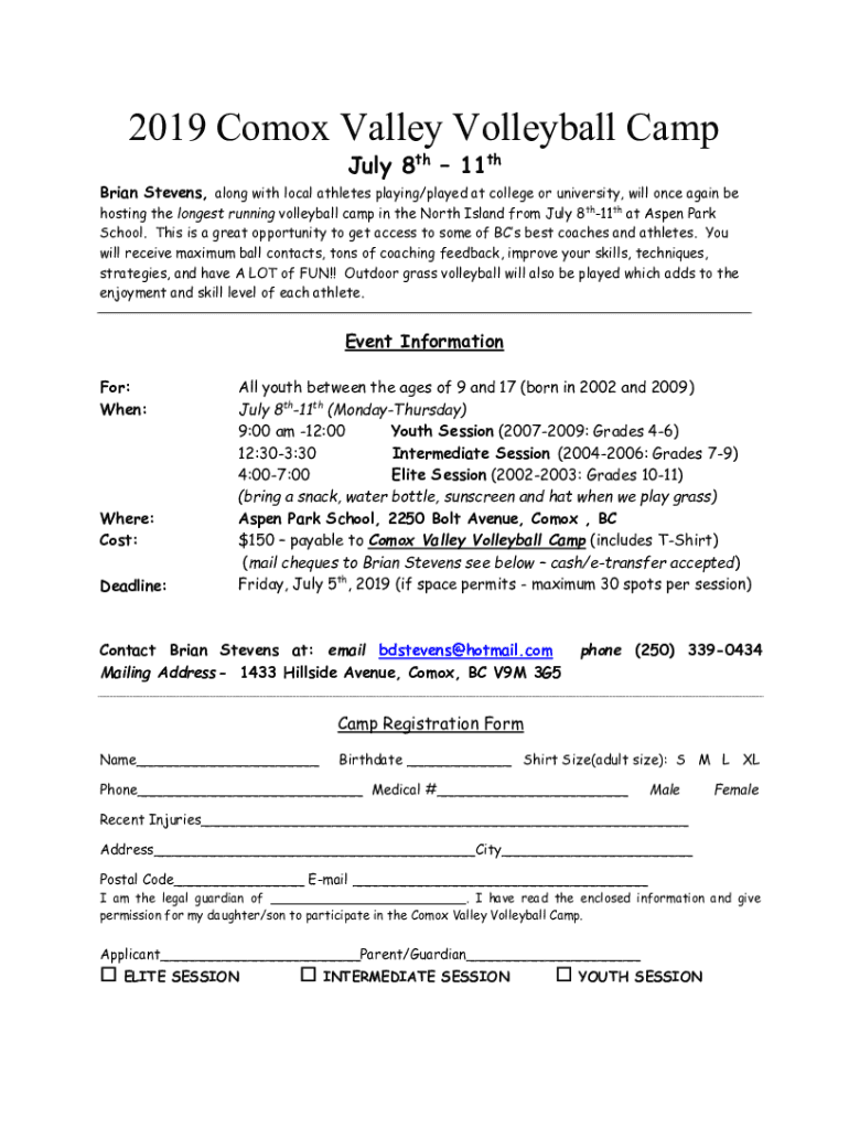 Fillable Online Nike Volleyball Camp at Hackley School US Sports