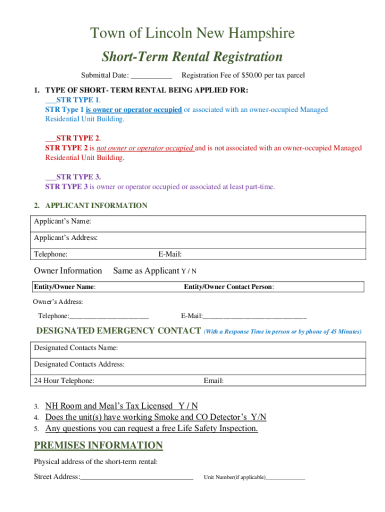 Fillable Online ShortTerm Rental Permit Application Stroud Township