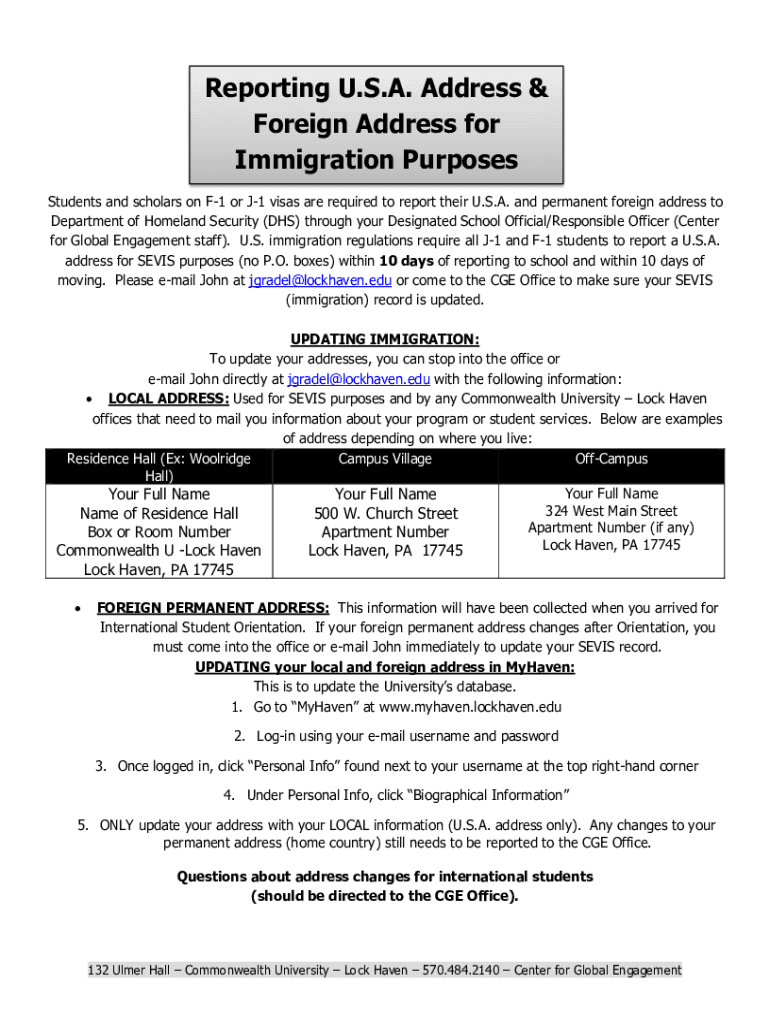 Fillable Online Address Reporting Requirement Montclair State