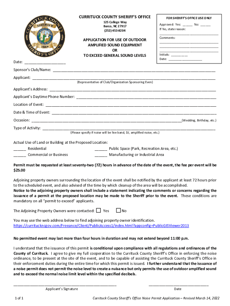 Fillable Online co currituck nc Currituck County Sheriff's Office Gun