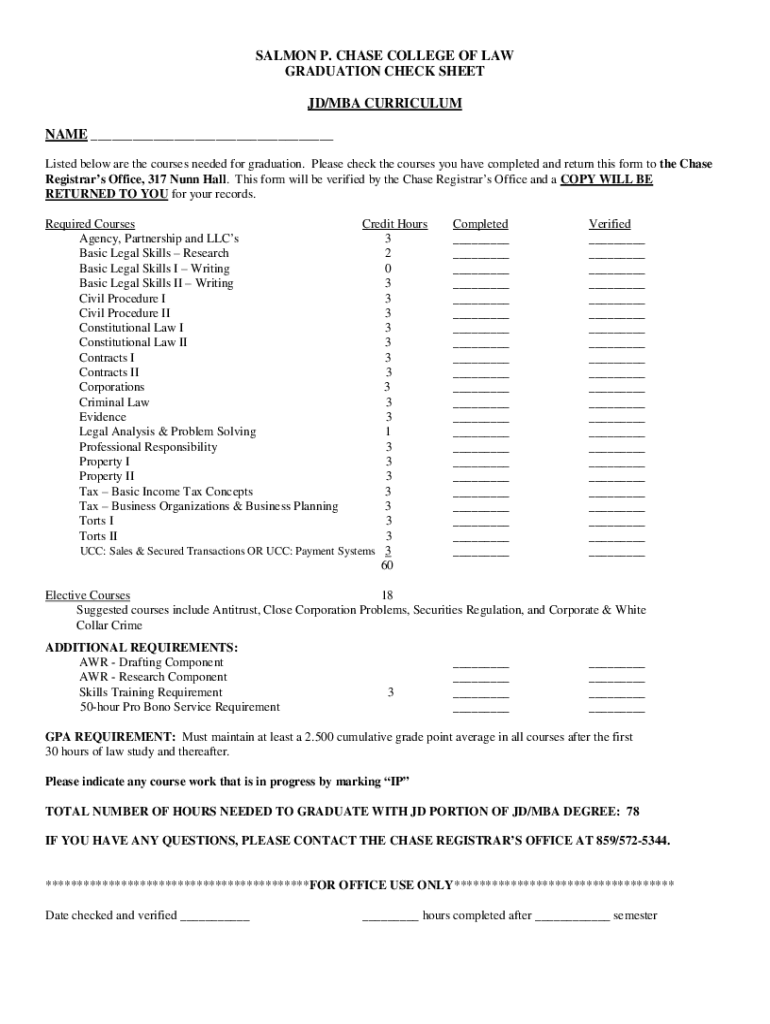 Fillable Online Juris Doctor Degree RequirementsSchool of Law Fax Email Print pdfFiller