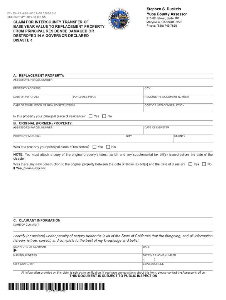 Fillable Online Stephen S. Duckels Yuba County Cal Assessor e